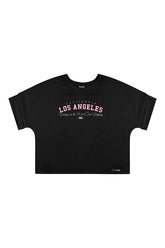 BLUSA FEM JUV MC EST LOS ANGELES PRETO