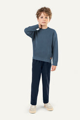 SUETER MASC EM TRICO AZUL