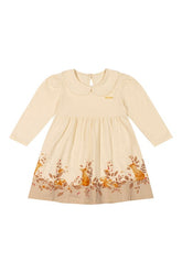 VESTIDO ML COTTON EST E STRASS BARRA BEGE