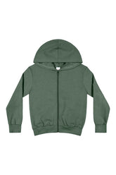 JAQUETA ZIPER E CAPUZ EM MOLETOM FELPADO VERDE MEDIO