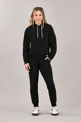 CONJ FEM JUV BLUSAO CAP E CALCA MLT FELP PRETO