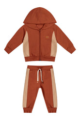 CONJ MAS JAQ ZIP CAPUZ E CALCA MLT FELP TERRACOTA