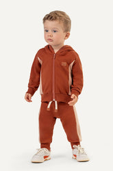CONJ MAS JAQ ZIP CAPUZ E CALCA MLT FELP TERRACOTA
