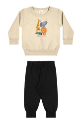 CONJ MAS BLUSAO SAFARI E CALCA MLT FELP BEGE