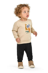 CONJ MAS BLUSAO SAFARI E CALCA MLT FELP BEGE