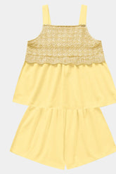CONJ FEM BATA DET TRICO E SHORT M FAVO AMARELO