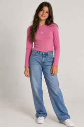 BLUSA ML CKJ KIDS FEM RIBANA ROSA MEDIO