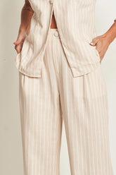 CALCA FEM EM PLANO LINEN RISCA DE GIZ AVEIA