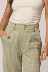 CALCA FEM EM PLANO CAMBRAIA LISTRADA VERDE CHA