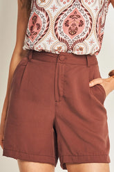 BERMUDA FEM EM PLANO TENCEL CAFE