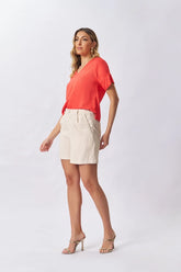 BLUSA FEM MC EM PLANO VISCOSE VERMELHO PAPOULA