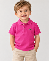 POLO MASC KIDS MC LACOSTE ROSA PINK I1L