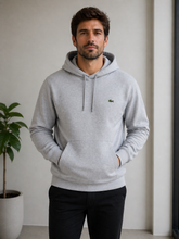 MOLETOM CAPUZ LACOSTE CINZA CLARO CCA