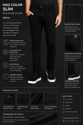 CALCA MAS COLOR SLIM MOLETOM COLOR PRETO