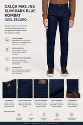 CALCA MAS JNS SLIM DARK BLUE KOMBAT AZUL ESCURO