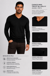 CASACO MAS TRICOT ML GOLA V ARAMIS PRETO