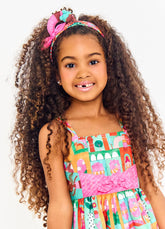 VESTIDO MEU MUNDINHO ALPHABETO VERDE/ROSA