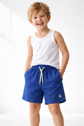 SHORT TACTEL MASC KIDS LISO AZUL PETROLEO