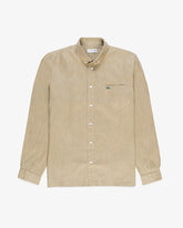 CAMISA ML MAS LINHO LACOSTE KHAKI ESCURO IXQ