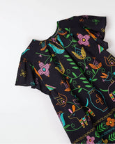 VESTIDO BARRADO NATURAL FABULA PRETO