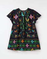 VESTIDO BARRADO NATURAL FABULA PRETO