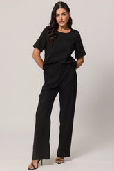 CALCA FEM EM PLANO LINEN PRETO