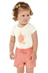 CONJ FEM BL FRUITS E SHORTS CANEL LIST OFF WHITE