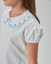 CONJ FEM BATA TRIC ANARRUGA E SHORT TRIC AZUL MEDIO