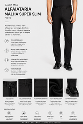 CALCA MAS ALFAIATARIA MALHA SUPER SLIM PRETO