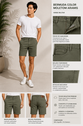 BERMUDA MAS COLOR MOLETOM ARAMIS VERDE MILITAR