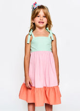 VESTIDO JARDIM DE MARAVILHAS ALPHABETO VERDE/ROSA/LARANJA