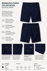BERMUDA MAS CHINO COLOR NOVA ESSENCIAL MARINHO