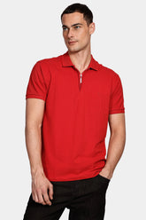 POLO MAS MC PIQUET ZIPER ARAMIS VERMELHO