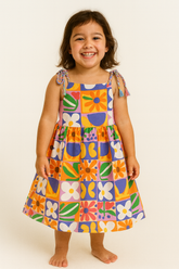 VESTIDO FEM MALHA MULTIFLOR FABULA COLORIDO