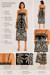 VESTIDO FEM MIDI GUANACASTE FARM PRETO