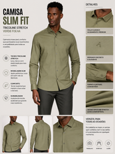 CAMISA MAS ML SLIM TRICOLINE STRETCH VERDE FOLHA