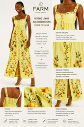 VESTIDO LONGO ALCA BOSQUE CHIC FARM VERDE PISTACHE