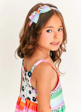 VESTIDO FEM GEOCATS ALPHABETO ROSA/VERDE