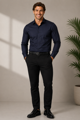 CAMISA MAS ML SLIM TRICOLINE STRETCH MARINHO