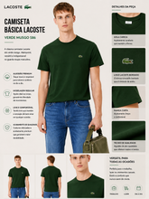 CAMISETA LACOSTE MC MASC BASICA VERDE MUSGO S86
