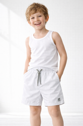 SHORT TACTEL MASC KIDS LISO BRANCO/CINZA