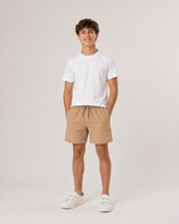 SHORT TACTEL MASC KIDS LISO BEGE/CINZA