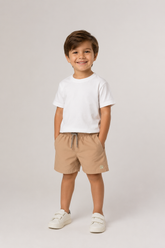 SHORT TACTEL MASC KIDS LISO BEGE/CINZA