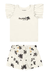 CONJ FEM BL SWEET FIO LUREX E SHORT TRAB OFF WHITE