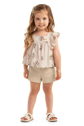 CONJ FEM BL BAB FLORES SHORT PONTO ROMA OFF WHITE