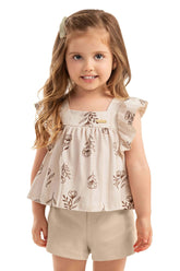 CONJ FEM BL BAB FLORES SHORT PONTO ROMA OFF WHITE