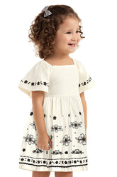 VESTIDO COTTON MC BAB DET E EST FLORES OFF WHITE