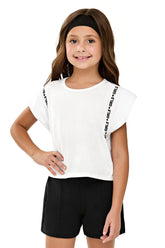 CONJ FEM BL DET GIRLS MANGA E SHORT MLT BRANCO