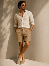 BERMUDA TACTEL PELETIZADO LISO BRENDON KHAKI ESCURO/KHAKI