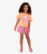 CONJ FEM BL EST COQ GOLD E SHORT MLT LARANJA